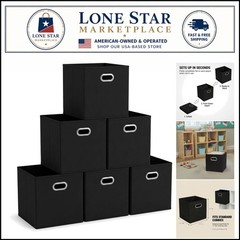 Functional 6 Count Stackable Storage Bins – Elegant Design in Durable Black