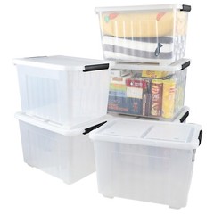 Idotry 50 Qt Stackable Latching Box w/ Lid & Wheels Plastic Containers, 6-Packs