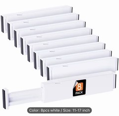 8 Pack Adjustable Drawer Dividers 16-22 in Clothes Organizer 2.36” High