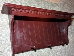 Solid WOOD coat Rack Shelf 23 3/8” Wide, WINE RED 3 Pegs Quality Craftsmanship!