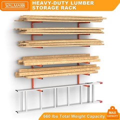 Garage Wall Mounted Lumber Storage Rack, Overhead Heavy Duty One-Piece Design…