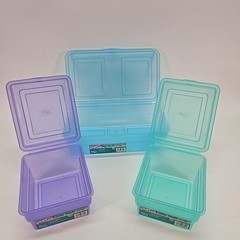 Lot Of 3 Stuffers Fliptop Stackable Storage Bin Hinge Lid Plastic Container