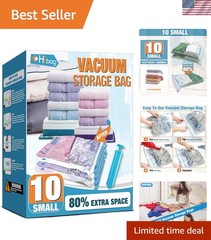 Durable PA+PE Vacuum Seal Bags – 10 Small Bags with Pump for Travel & Storage