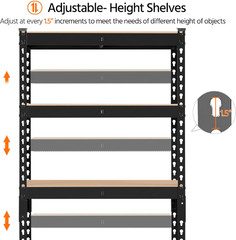 4 PCS 5-Tier Utility Metal Storage Racks Shelves Garage Shelving Unit