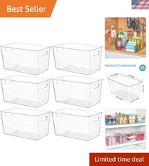 Space-Saving XL Clear Plastic Storage Containers – 6 Count for Home Organization