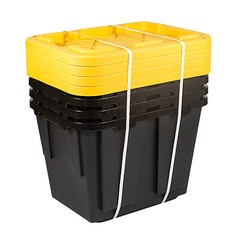 12 Gallon Plastic Storage Container Bin, 4-Pack, Heavy Duty, Lids, Greenmade NEW