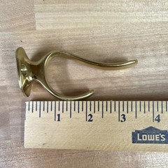 Lot of 6 Gold Polished Metal Traditional Wall Mounted Double Coat Hooks 4 in