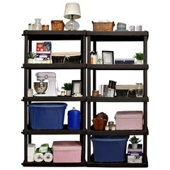 Hyper Tough Plastic Storage Shelves Garage Shelving Unit 5-Tier 73.80″H x 17.75″