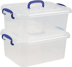 8L Clear Latching Storage Bins with Handle – 2-Pack Plastic Organizers