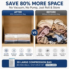 2x Vacuum Storage Bags Jumbo Cube Extra Large Vacuum Seal Bags Closet Organizer