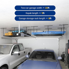 Overhead Garage Storage Rack, 4 ft x 8 ft, Adjustable Ceiling Mount, 750 lb Rate