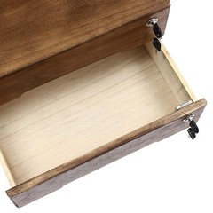2-tier Wooden Desktop Storage Box W/Lockable Drawers Walnut Flat File Cabinet