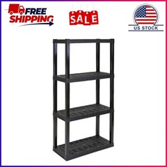 Hyper Tough Plastic Storage Shelves Garage Shelving Unit 4-Tier 57″H x 14″D x 30