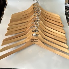 Stormy Kromer Wood Traditional Hangers Metal Hooks Natural Set of 12