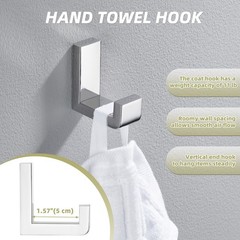 Bath Towel Hook Polished Chrome 304 Stainless Steel L Shape Coat Hanger Wall