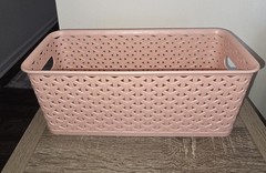 Room Essentials Y-Weave Half Medium Decorative Storage Basket Metallic Blush