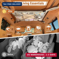 Car Ceiling Cargo Net with 2 Pockets,31.5″x21.6″ Overhead Storage Mesh Organizer