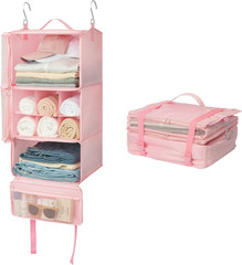 Hanging Packing Cubes for Travel, Large Portable Hanging Suitcase Organizer, Fol