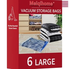 Large Vacuum Storage Bags – Space Saver Sealer for Bedding & Clothing, 6 Count