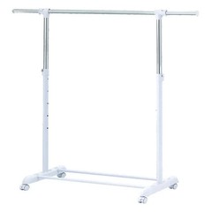Mainstays Adjustable Rolling Garment Rack Metal Clothes Rack Chrome White