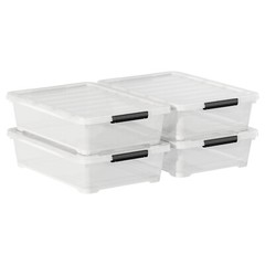 25 Quart Underbed Storage Box with Lid & Wheels, Plastic Storage Bins, 3/4-Packs