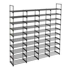 10-Tier Large Capacity Metal Shoe Rack 80-Pair Shoe Storage Organizer – Black