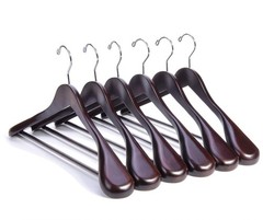 Mahogany Wooden Suit Hangers 6 Pack Wood Coat Jacket Shirt Glossy Finish 360