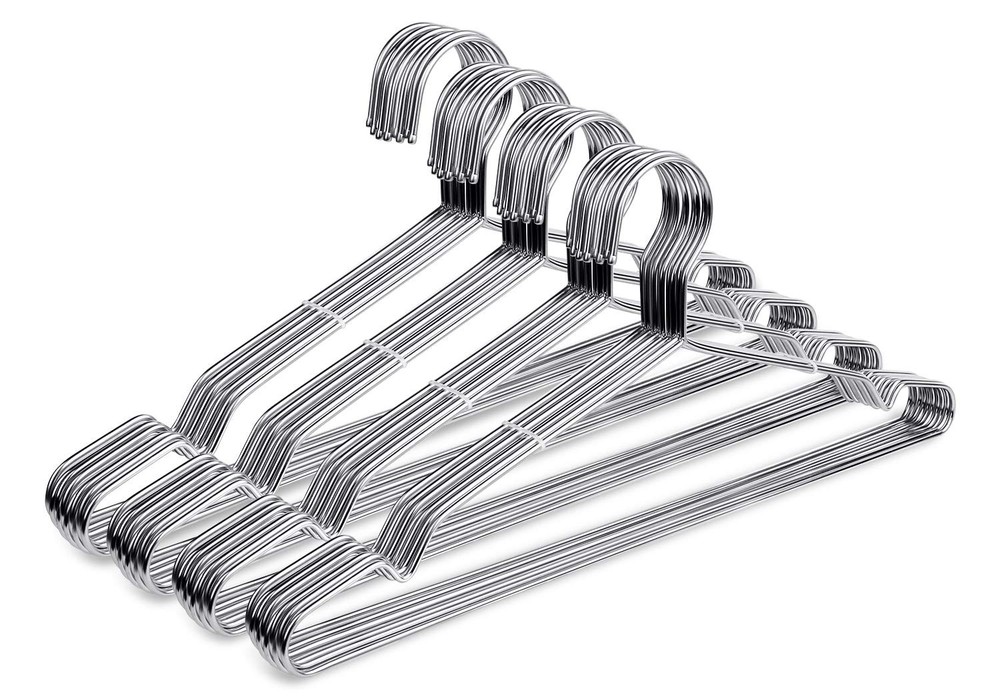 40 Pack Wire Coat Hangers Stainless Steel Ultra Thin Space Saving 16.5in