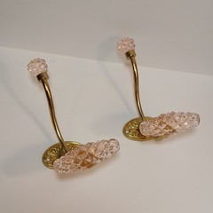 Anthropologie Pink Glass & Gold Etoile Hooks for Hats, Coats & More Set of 2