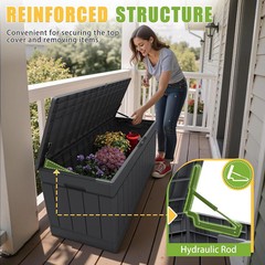 Greesum Outdoor Storage Box 82 Gallon Storage Bin with Lid for Patio Furniture,