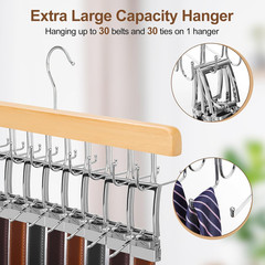 TOPIA HANGER 2 in 1 Belt Tie Hanger for Closet Max 30 Belts with 30 Ties Capacit