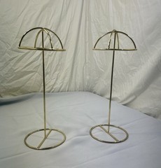 2Pcs Metal Hat Display Stand Tabletop Hat and Wig Rack Holder Gold