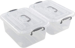 8L Clear Storage Bins with Lids – 2-Pack Durable Plastic Latch Boxes