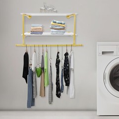 2 Tiers Wall Mounted Clothes Rail Clothes Hanging Rack Shop Display Stand Rack