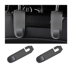 Bittwee 2PCS Car Headrest Hook, Leather Automotive Back Seat Hanger Black