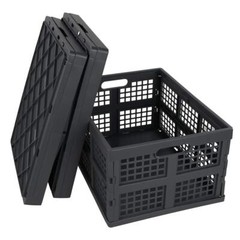 Idotry Plastic Folding Storage Crates Grey Collapsible Basket 28 L Set Of 3
