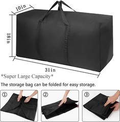 Extra Large Moving Bags with Strong Zippers & Carrying Handles Storage Bag Black