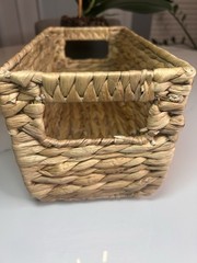 Basket Box Woven Natural Water Hyacinth Rectangular With Handle, Small