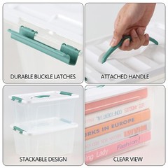 Idotry 14 Quart Latching Storage Box, Stackable Bin W/ Latch Lid &Handle, 6 Pack