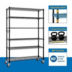 82″H Heavy Duty NSF Metal Shelves Garage Shelving Wire Shelving Unit with Wheels