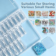 FODIENS Bead Organizer Box, 72 Pcs Mini Clear Bead Storage with Hinged Lid an…