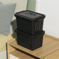 6-Pack 6 Quart Black Latching Storage Bins with Handles and Lids