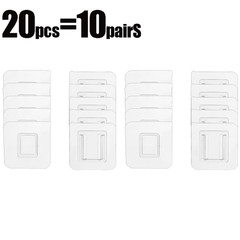 40/2Pcs Double Side Hooks Transparent Invisible Traceless Hook Self-Adhesive Wal