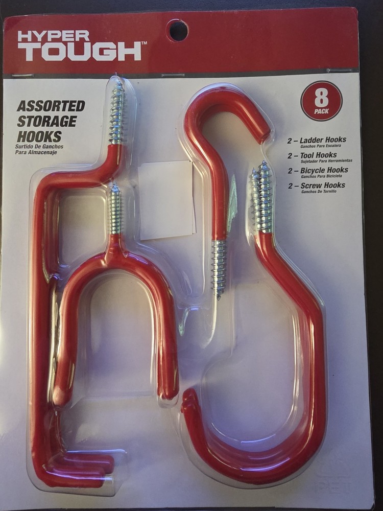 STORAGE HOOKS – HYPER TOUGH 8-pc. Assorted Storage Hooks Brand New In Package