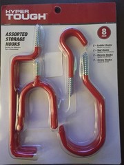 STORAGE HOOKS – HYPER TOUGH 8-pc. Assorted Storage Hooks Brand New In Package