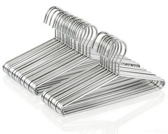 50 Pack Metal Coat Hangers Clothing Heavy Without grooves, Silver