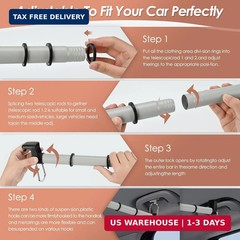 Car Clothes Hanger Bar, Adjustable 30-64 Inch Clothes Rack for Car Travel, Heavy
