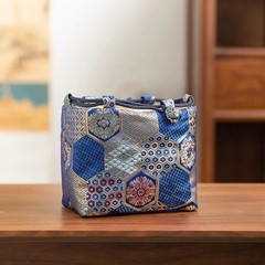 16cm Vintage Chinese Yun Brocade Tea Set Storage Bag Thickened Shockproof Pouch