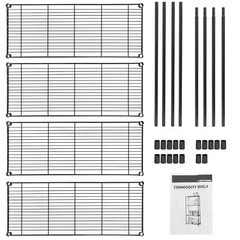 2PCS 4 Tier Wire Shelving Rack Shelf Kitchen Storage Metal Shelf Organizer
