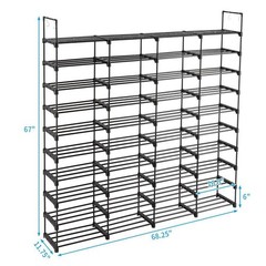 10-Tier Large Capacity Metal Shoe Rack 80-Pair Shoe Storage Organizer – Black